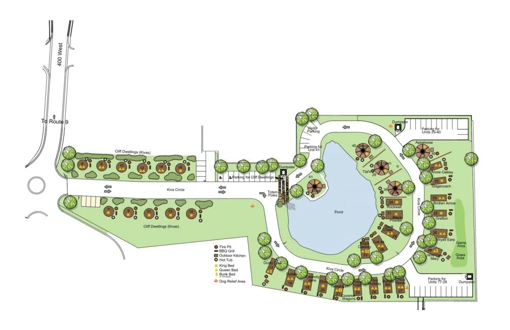 Zion White Bison Resort glamping map concept rendering